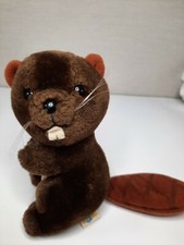 Vtg Dakin Plush Beaver Buck Tooth Brown Beige Tan 1985 Stuffed Animal 6"