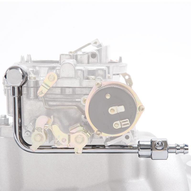 Edelbrock Carburetor Fuel Inlet Kit 8126; Single Feed Chrome Steel for