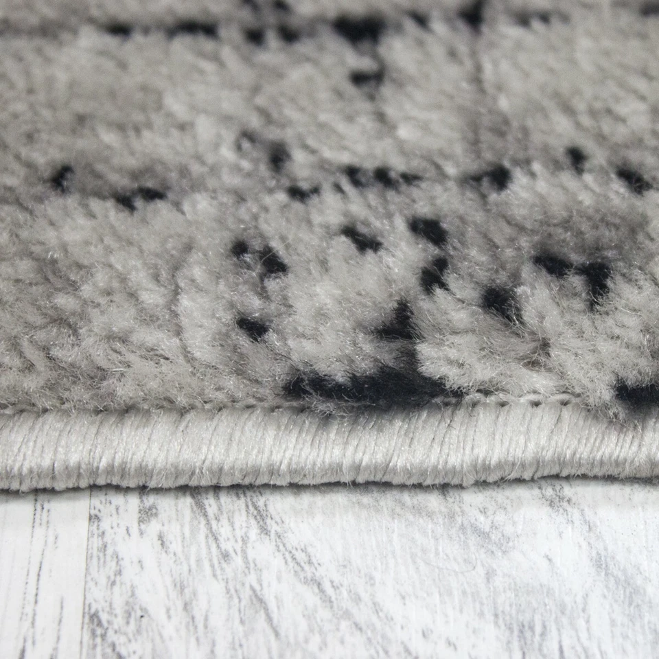 Tapis Moderne à Carreaux Rétro Motif Moucheté Gris Clair Beige - Photo 4/4