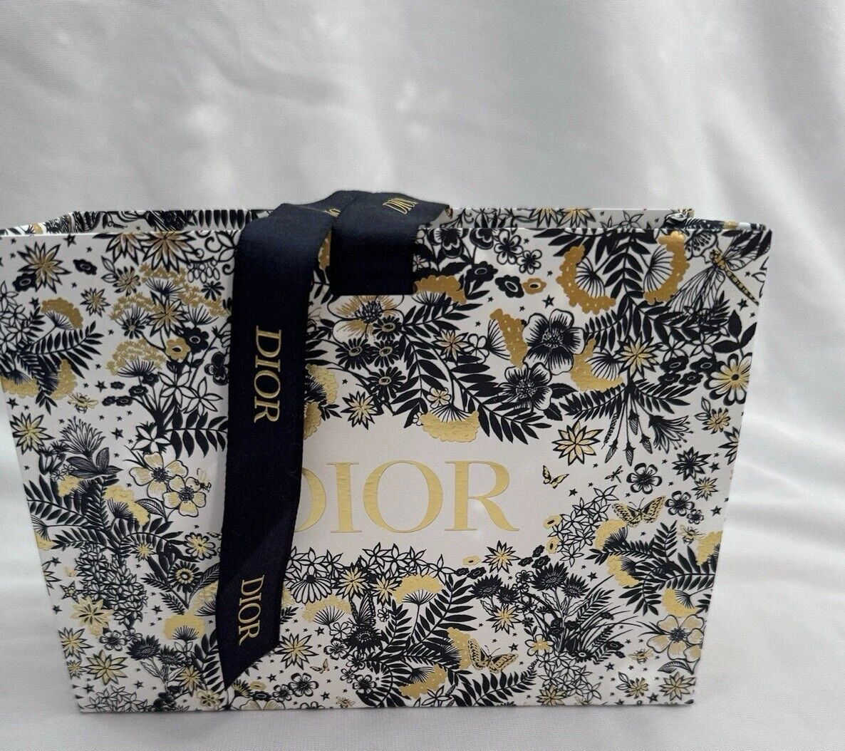 Authentique sac shopping Dior papier fleurs réutilisables 5,5