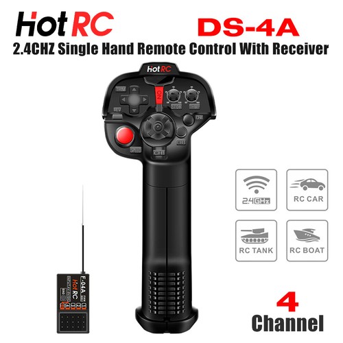 HotRC DS-4A Single Hand Transmitter 2.4G 4CH With F-04A Receiver For RC Car Boat - Picture 3 of 24