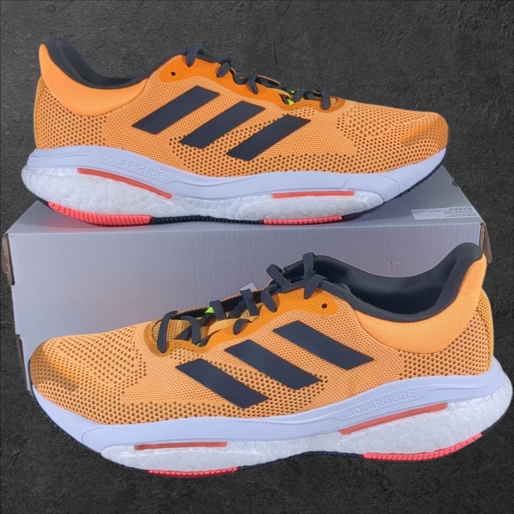 Adidas Solar Glide 5 Running Shoe Men's 10.5 Orange White Black Sneaker GX5470