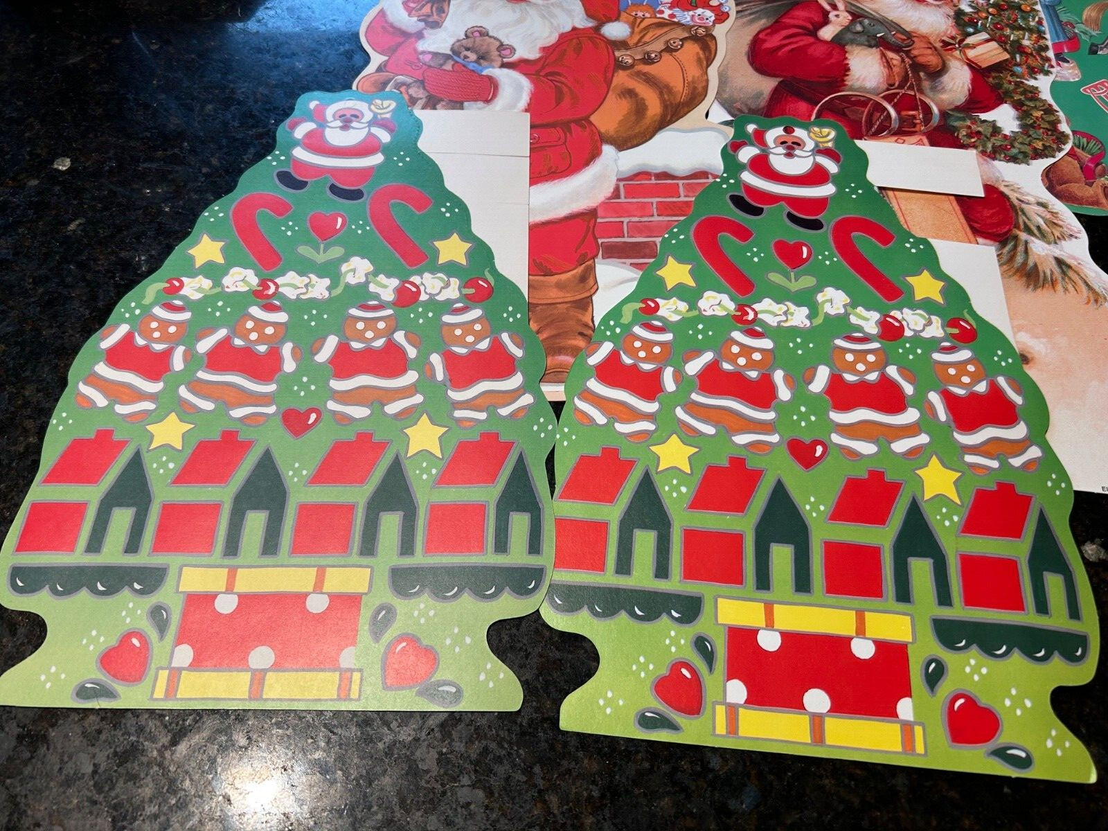 6 1990's Eureka Christmas Wall Decor Die Cuts Santa Snowman 2 Felt Trees Teacher