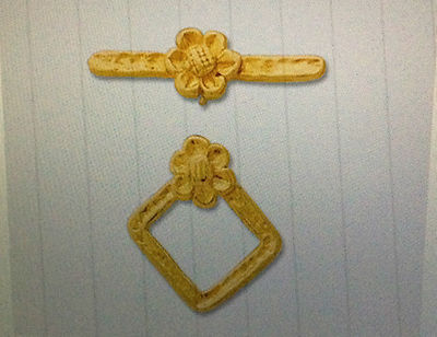 (2) NEW,TOGGLE CLASP, YELLOW GOLD PLATED STERLING SILVER