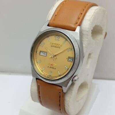 CITIZEN ベージュレザー Vintage Model 4-S82540 Citizen Automatic 21 Jewels Watch For