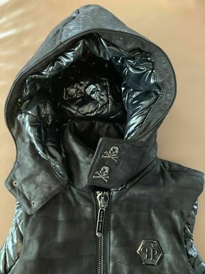 Philipp Plein Croco Python Imprimé Gilet Cuir Veste Herbert Jackie