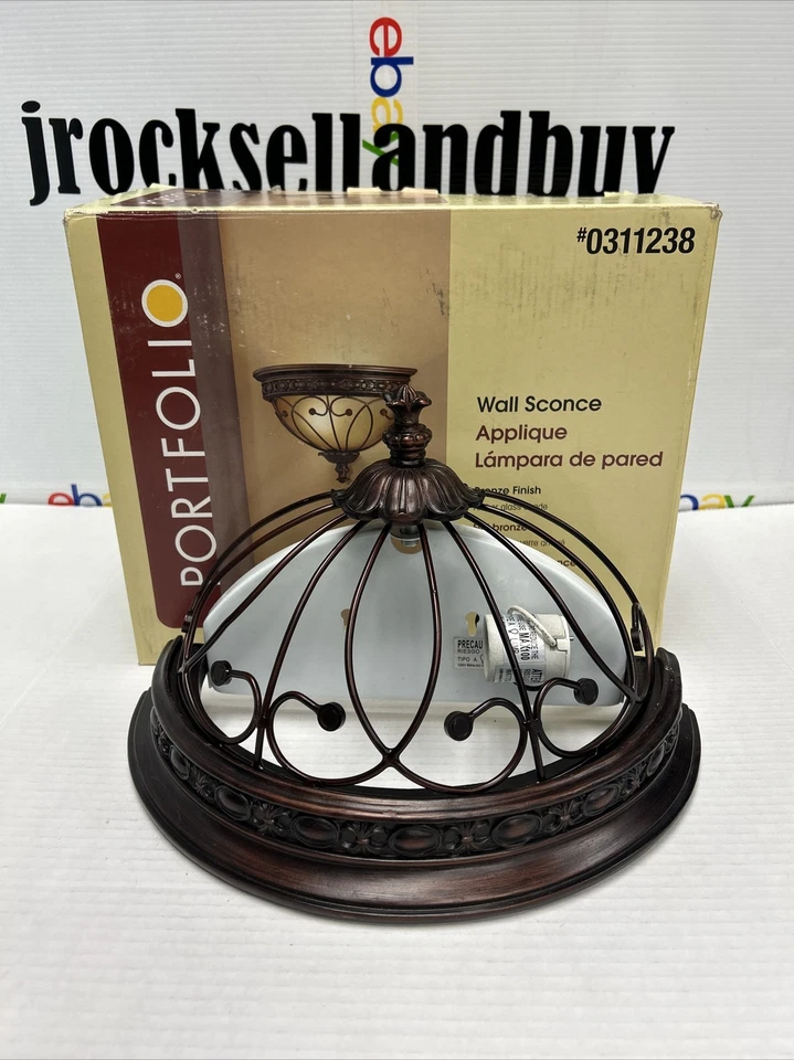 Aplique de pared de colección lámpara de metal lámpara acabado bronce falta vidrio por folio Foto 2 de 4