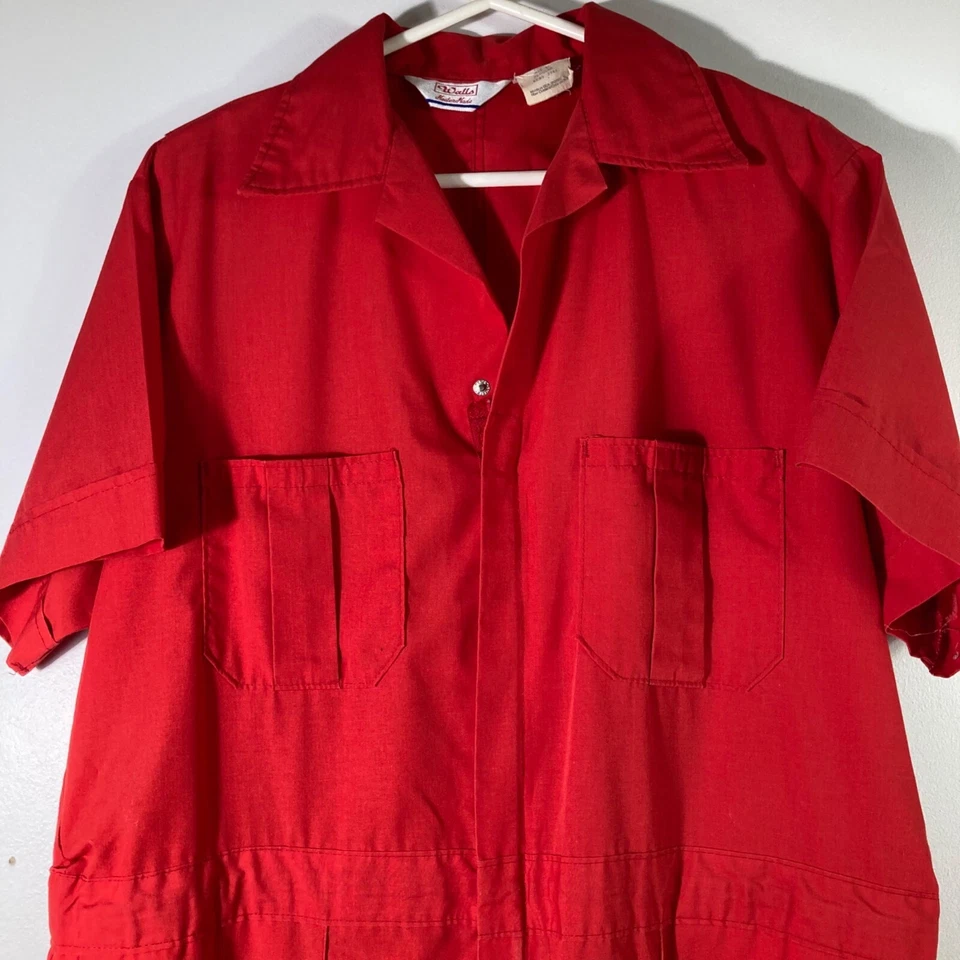 Mens Vintage Walls Master Made USA Short Sleeve Coverall Red 46 Reg - Image 3 of 4