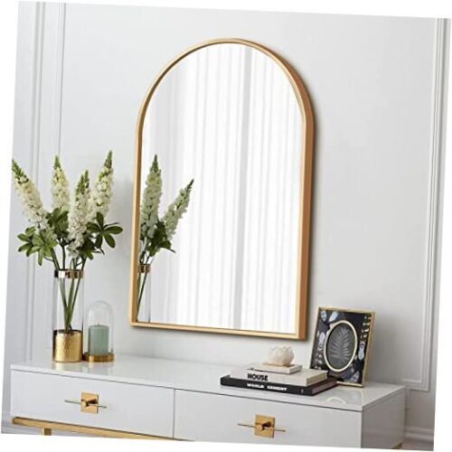 Arched Wall-Mounted Mirror, 20"x30" Arch Bathroom 30"L x 20"W Arched-gold