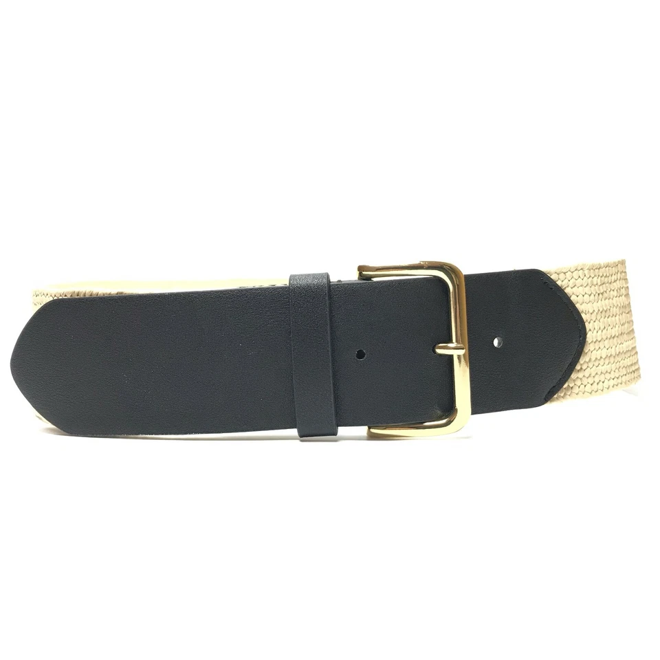 Target Mujer Cinturón Grande Negro Marfil Cincha Elástico Ancho Informal Vestido Damas Foto 3 de 4