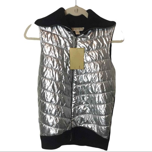 MK Michael Kors SIlver Foil Puffer Vest 