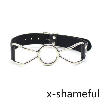 Soft PU Leather Metal O Ring Mouth Gags O Ring Open Ring Gags Black