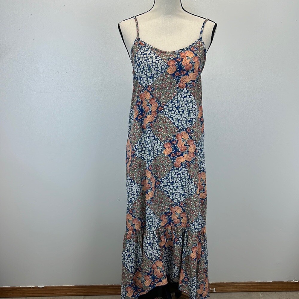 Oddy patchwork pattern high low cutout back maxi … - image 2