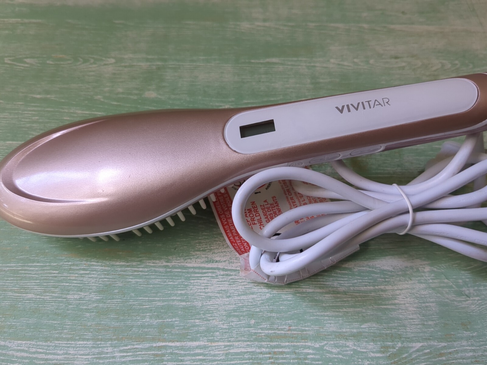 Vivitar Straightening Hair Brush Rose Gold Heated Ceramic Adjustable To