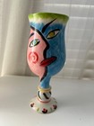 Bella Casa Abstract Face Ceramic Hand Painted Goblet by Ganz SIGNED Mint! — photo 9