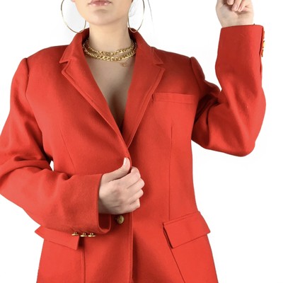 red jacket with gold buttons