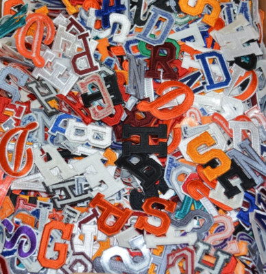 20 NOS Vintage Random LETTER Patch Bulk Lot - Iron On Or Sew - Size 1''- 2''