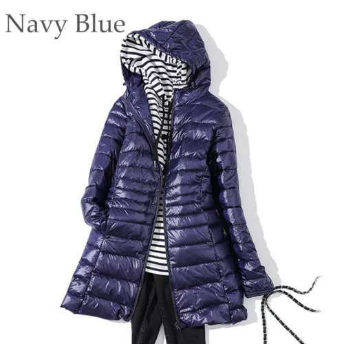 Winter Packable Ultralight Long Down Hooded Women Jacket Puffer Parka Coats - Picture 20 of 36