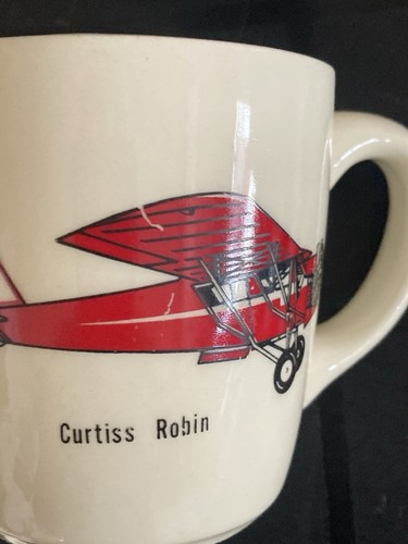 Beautiful Set Of 8 Airplane Aviation Vintage Ceramic Mugs Made In The USA - Picture 7 of 14