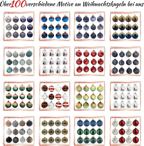 12 Weihnachtskugeln Kugeln Christbaumkugeln Set Christbaumschmuck bunt Pajetten - Bild 6 von 9