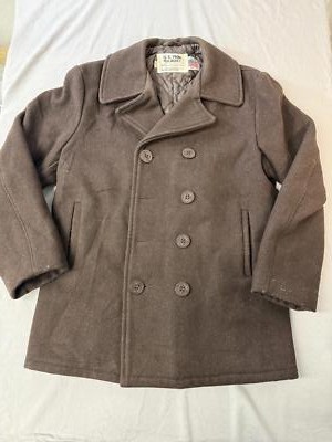 SCHOTT U.S. 740N PEAJACKET ブラウン 38 US 740N Pea Jacket MFG by Schott NYC Brown Pea Coat - 38 | eBay