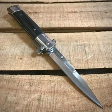 Cuchillo Táctico Plegable Navaja Spear Point de Bolsillo con Mango Madera Negra