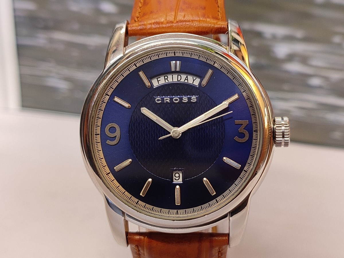 CROSS QUARTZ BLUE DIAL CR8007 JAPAN MEN'S FULL WORKING CONDITION