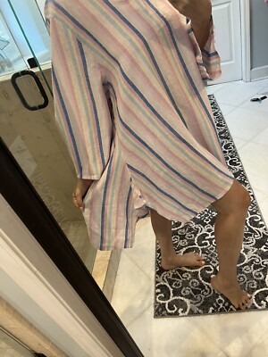 Jones New York Plus 2x Striped Long Sleeve Asymmetrical Linen Shirt Dress  New | eBay