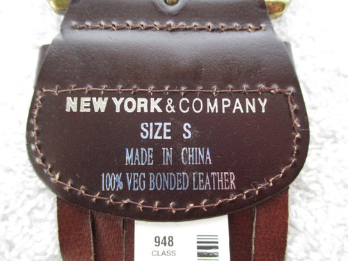 VG+ NEW YORK & CO. BROWN LEATHER NICE WIDE CONTOUR BELT SIZE S MSRP $19.95 - Picture 5 of 7