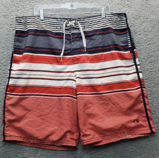 Op Ocean Pacific Board Shorts Men Large Multi Striped Mesh Lined Drawstring Logo