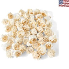 Assorted Cream Sola Wood Flowers - 50 Handcrafted Miniatures for Crafting