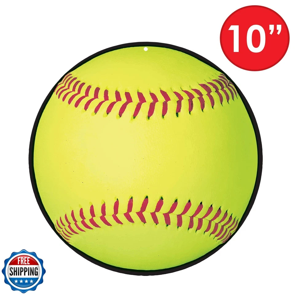 Beistle 6-Piece Softball Cutouts in Yellow, Sports Themed Party Decorations, - Image 2 of 4