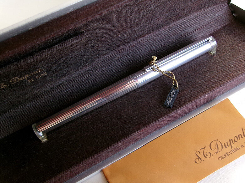S.T. Dupont Classic Fountain Pen 18K EF Nib Sterling Silver S.T. Dupont Classic Fountain Pen 18K EF Nib Sterling Silver