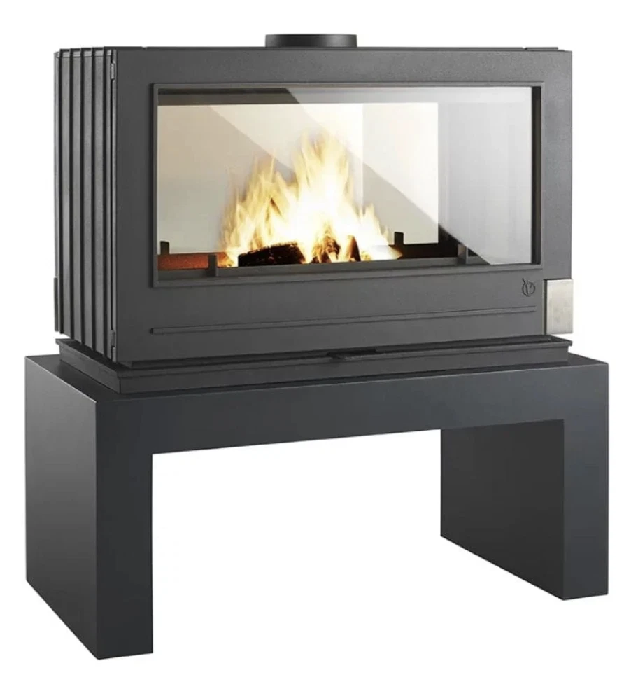 Invicta Aaron 36u0026#034; See Thru Freestanding Wood Stove Cast Iron Wood  Burning, Grey | eBay