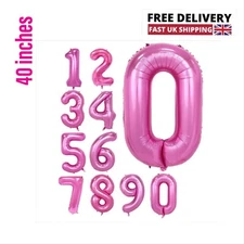 40" Inch Foil Number Balloon Pink Age 0-9 Helium Air Balloons Birthday
