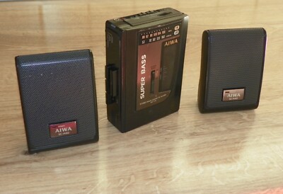 Walkman Stereo Cassette Player AIWA HS-T19 + Speakers SC-A40 - Tested! Working!