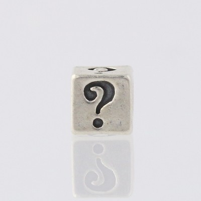Question Mark ? Block Bead Charm - Sterling Silver 925 Symbol Jewelry Making