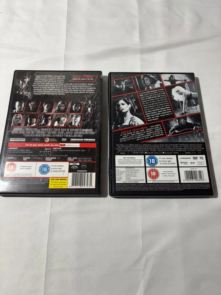 Sin City and Sin City 2 A Dame To Kill For DVDs (18) great condition - Image 2 of 3