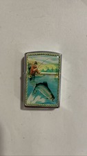 Zipp style  windproof Cloisonne Metal Fishing Fisherman Trout Fish Lighter