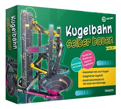 67173  Kugelbahn selber Bauen, Konstruktionsspaß mit 143 Teilen aus Kartonage...