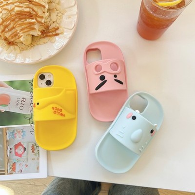 Duck Pig Elephant Slippers Case For iPhone 17 16  15 14 Soft Silicone Cover Back
