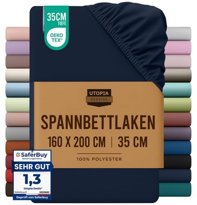 Utopia Bedding - Spannbettlaken 160x200cm - Marineblau 160X200 cm, 