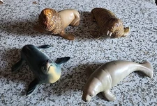 Vintage AAA Wildlife Toy Rubber Realistic Walrus Manatee Sea Lions Lot Of 4