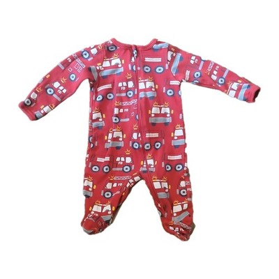Wonder Nation Zip Footed Cotton Fire Truck Sleeper One Piece 0-3M Red