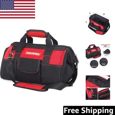Compact 14-Inch Black & Red Tool Organizer - Zip-Top for Maximum Accessibility