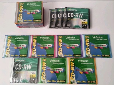 VINTAGE Verbatim CD-RW 700MB 80Min 18 Disc Pack & Memorex CD-RW 5 Disc Pack NEW