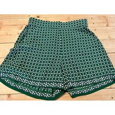 Max Studio Green White Geo Print High Waist Shorts Career Casual Women's M