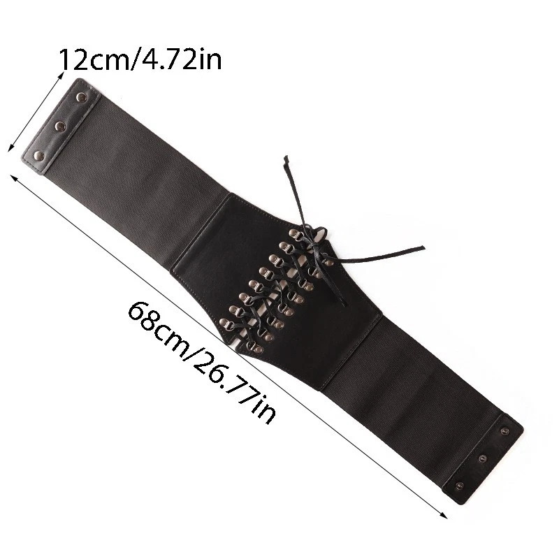Damen schwarz breit Kunstleder Stretch Gürtel elastisch Korsett Kleid Punk Bund - Bild 3 von 4