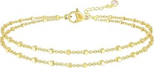 DEARMAY Dainty 14K Gold Plated Ankle Bracelets for Women, Waterproof 14K Gold Pl