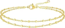 DEARMAY Dainty 14K Gold Plated Ankle Bracelets for Women, Waterproof 14K Gold Pl